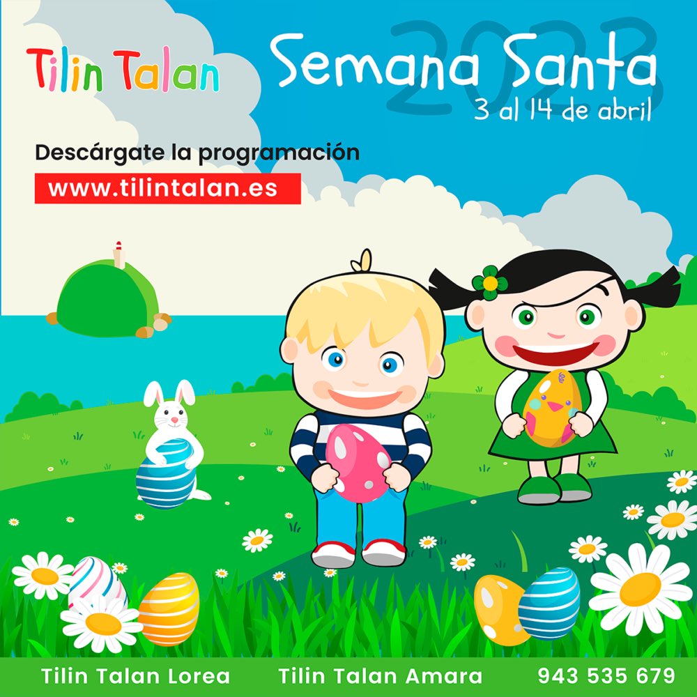 SistersCity's tweet photo. TALLERES de SEMANA SANTA by @tilin_talan Un año más  Tilin Talan Haur Eskolak organiza talleres para disfrutar de unas vacaciones de Semana Santa entre amigos. Una propuesta dirigida a niños y niñas de 2 a 12 años.

https://t.co/taAEuflCB2 https://t.co/7txPNdFE0z