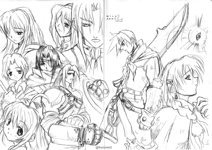 ワイルドアームズ2…はるか昔に描いたやつが出てきた。今と全然画風が違う…😅 