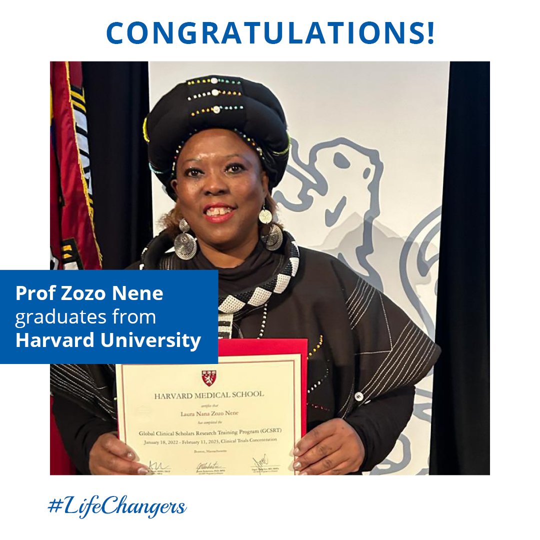 Faculty_HSUP's tweet photo. Prof Zozo Nene, graduated with a Certificate in the Global Clinical Scholar Research Training (GCSRT) Program from Harvard University at a ceremony in Boston, Massachusetts on 11 February 2023.
#LifeChanger #researchthatmatter #HSUP #uphealthsciences https://t.co/ScTDm3fSTA