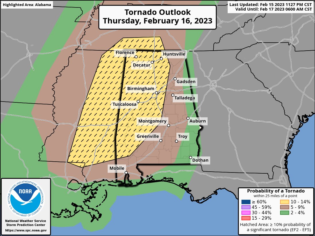 spann's tweet image. Severe thunderstorms with potential for a few tornadoes are likely across Alabama this afternoon and tonight. Morning briefing: youtube.com/live/eANqqqvSX…