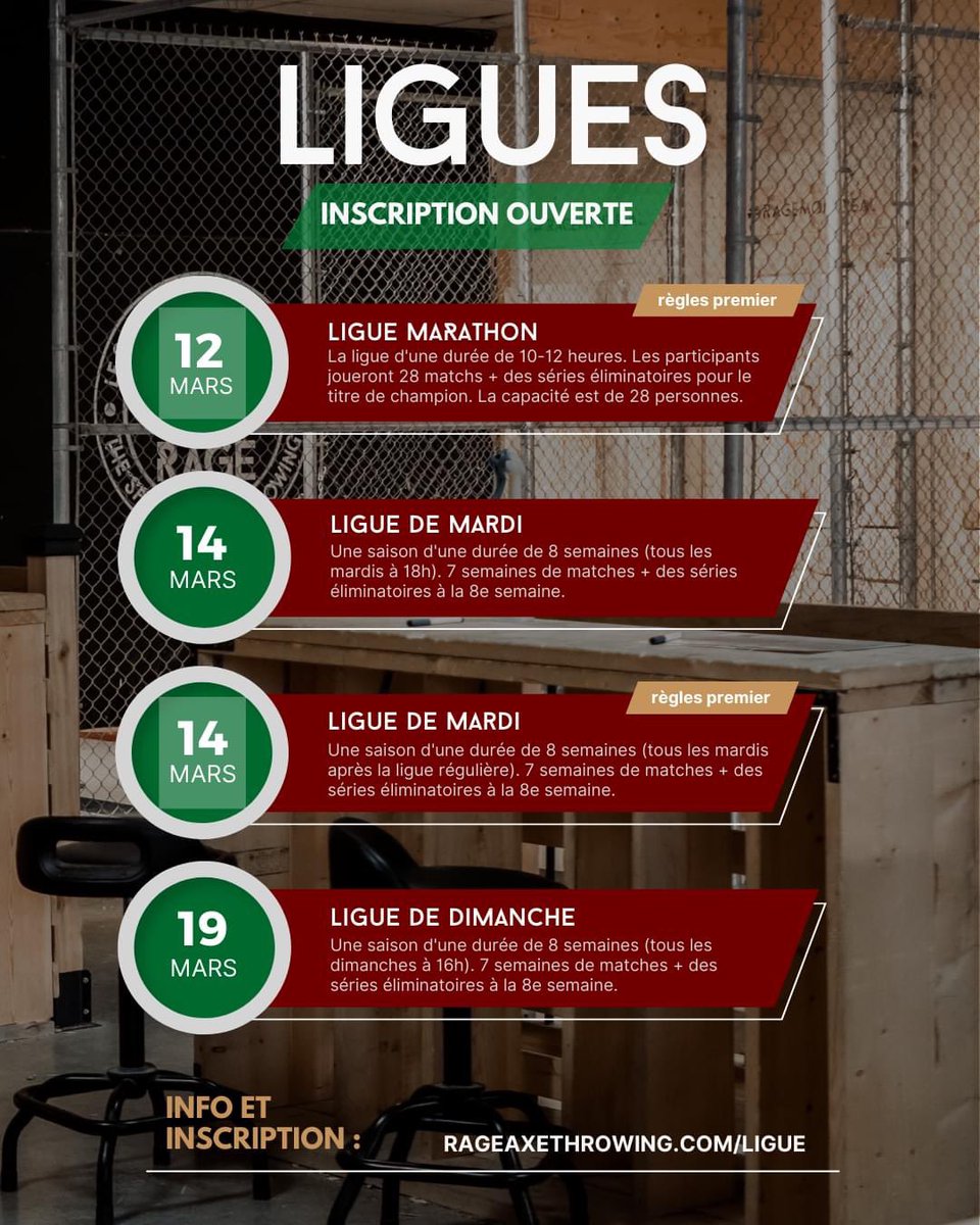 Allô les amateurs de notre fantastique sport! La nouvelle saison de notre ligue commence bientôt et nous vous invitons à vous inscrire pour garantir votre place ✅