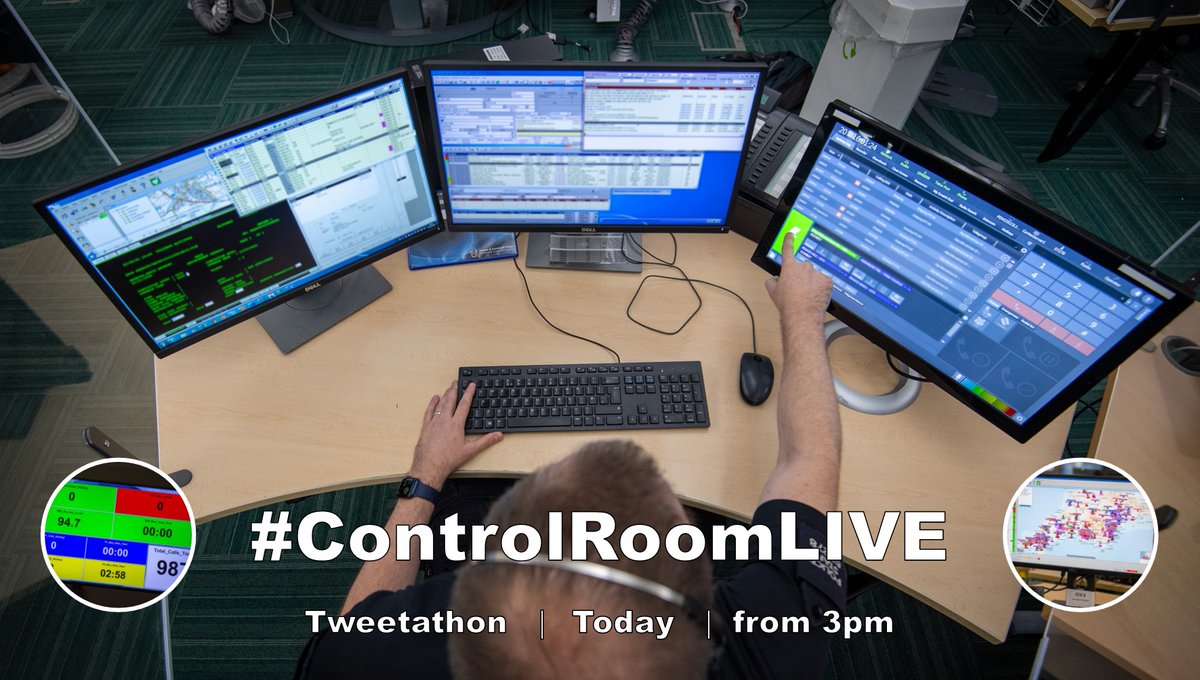 Keep an eye on our Twitter feed and follow the hashtag #ControlRoomLIVE from 3pm today as we bring you updates on every 999 and 101 call into our control rooms! 

We're expecting to share hundreds of updates as part of our 12-hour tweetathon and would love to hear your feedback!