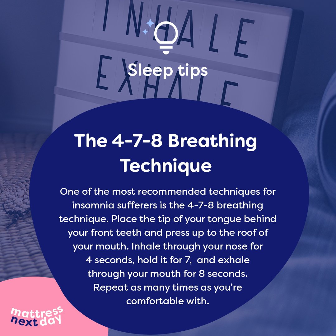 Struggle to drift off at night? Try this #sleeptip of one of the most commonly recommended breathing techniques. 🫁 🛌 For more info and sleep related advice, head to our advice hub: bit.ly/3ZksOGq

#478Method #BreathingTechniques #Sleep #SleepHelp