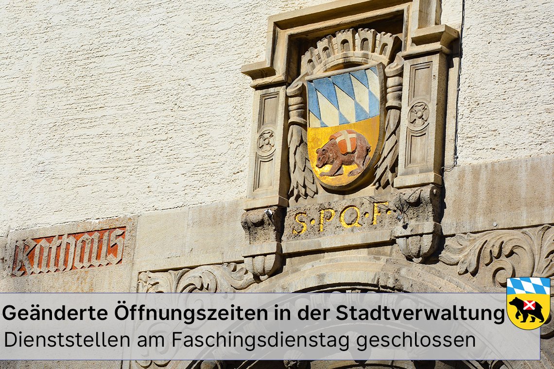 Am Faschingsdienstag, 21. Februar, sind die Dienststellen der Stadtverwaltung #Freising (Bürgerbüro, Standesamt, Stadtarchiv, Touristinformation, Wertstoffhof) geschlossen. 
Störungsdienst erreichbar unter ☎️ 0 81 61/1 83-1 11.
