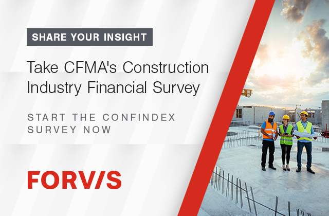 As a construction professional, your insights are invaluable. We encourage you to share your input in the CFMA CONFINDEX Survey before March 1. <a href="/FORVIS/">FORVIS</a> is proud to support CFMA. bit.ly/3I56NDF