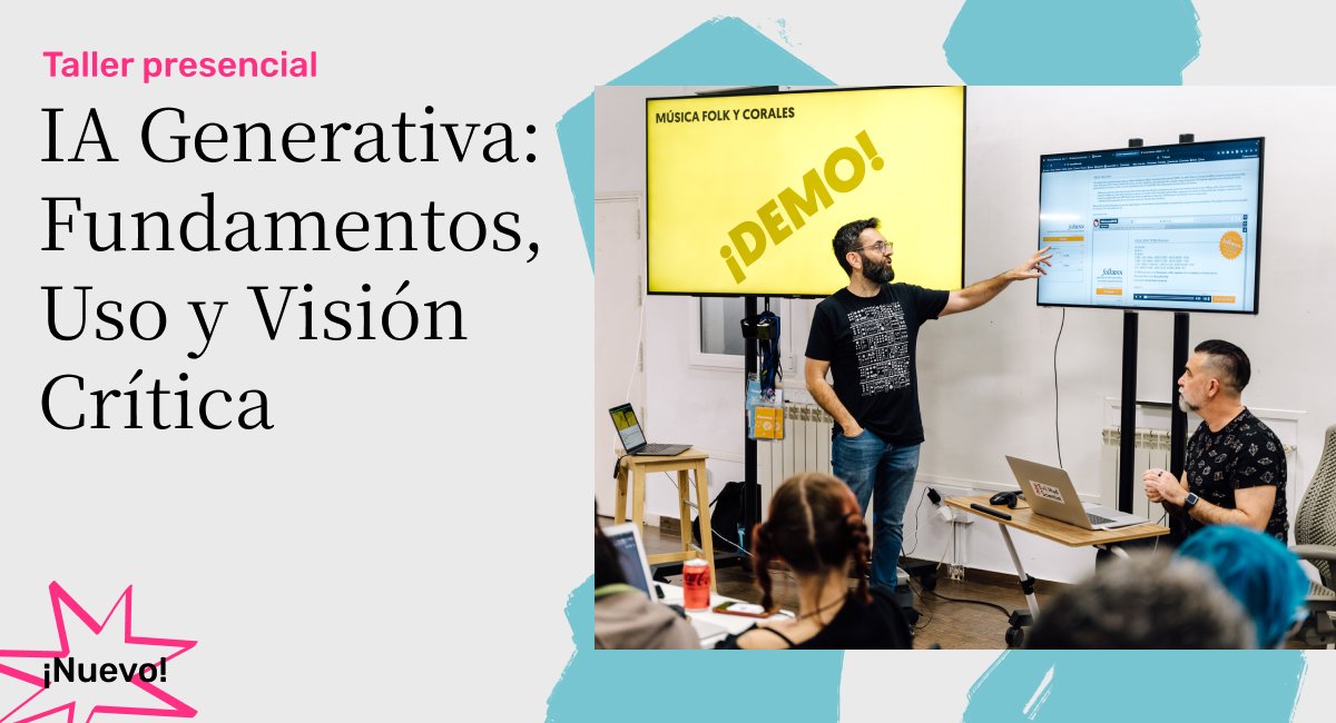 La Inteligencia artificial generativa vive un auténtico boom 💥En este Fundamentos, <a href="/kokuma/">Juan Alonso</a> y <a href="/duka/">＿duka＿＿🛸</a> de <a href="/bothrocks/">Both</a> nos llevan más alla del hype, hacia una reflexión crítica sobre las herramientas clave y sus usos.
Madrid: 30 de marzo
Barcelona: 13 de abril
bit.ly/ia-generativa