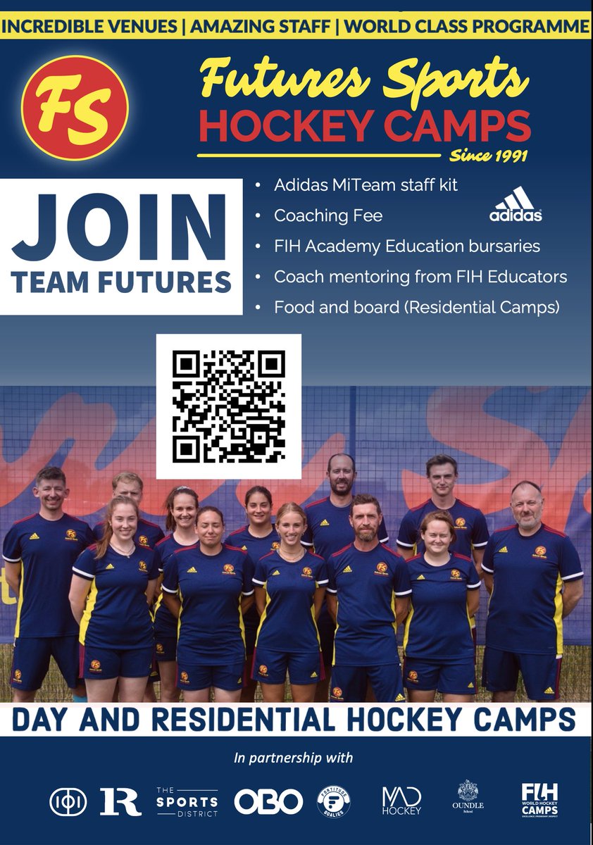 With the hockey season marching on, our minds start to look towards our Easter and summer hockey camps. The beating heart of our camps are the amazing staff we have on board. If you want to be a part of Team Futures use the QR code on the flyer and complete the online form.