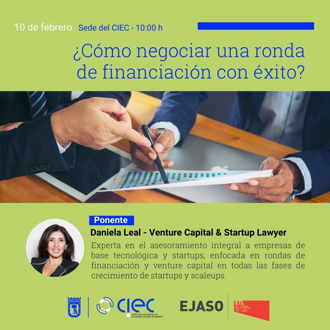 Conseguir financiación es una preocupación común de las #startups

✅ Por esa razón, dentro de los programas de emprendimiento del #CIECMadrid se ha preparado una sesión sobre #rondasdefinanciación en colaboración con <a href="/EJASOabogados/">Ejaso</a> y con la ponencia de <a href="/Daniela_SyS/">Daniela Leal</a> 

💪¡Gracias!