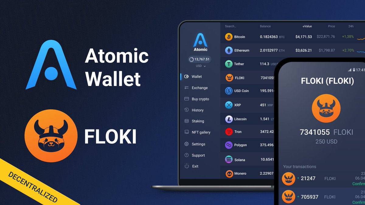 Hey <a href="/RealFlokiInu/">Floki</a> army, $FLOKI is now supported <a href="/AtomicWallet/">Atomic - Crypto Wallet</a>

👉Manage &amp; exchange #floki with 500+ other crypto's with full control over private keys🫡