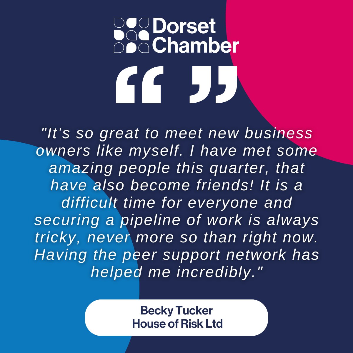 DorsetChamber's tweet photo. Dorset Chamber Member Review
Check out what Becky Tucker from House of Risk Ltd said about meeting new business owners and the helpfulness of the peer support network within Dorset Chamber.....
#dorsetchamber #dorsetchambermembers #membertestimonials #membership https://t.co/HBzwALnIuP