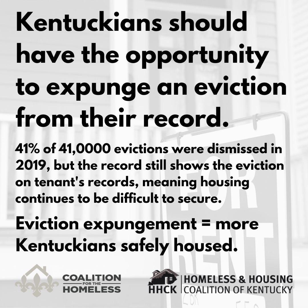 HHCKy's tweet photo. #DYK KY eviction filings remain in the public record indefinitely, creating permanent barriers to securing safe housing? We believe that Kentuckians should have the opportunity to expunge an eviction from their record. Organizations: sign on ⬇️  https://t.co/UpFYdM2jeZ #KYGA23 https://t.co/DoJX78VlTS