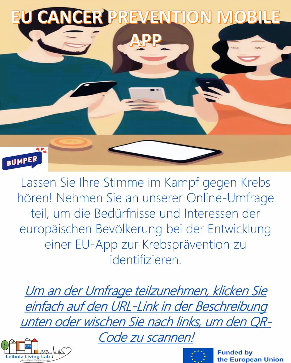 LabLeibniz's tweet photo. Schließen Sie sich dem Kampf gegen Krebs an und tragen Sie zur Gestaltung der Zukunft der Krebsvorsorge in Europa bei @BIPS_Bremen @CancerLeagues #BUMPERproject #ECAC #HealthPromotion https://t.co/fjmQVjr2M9