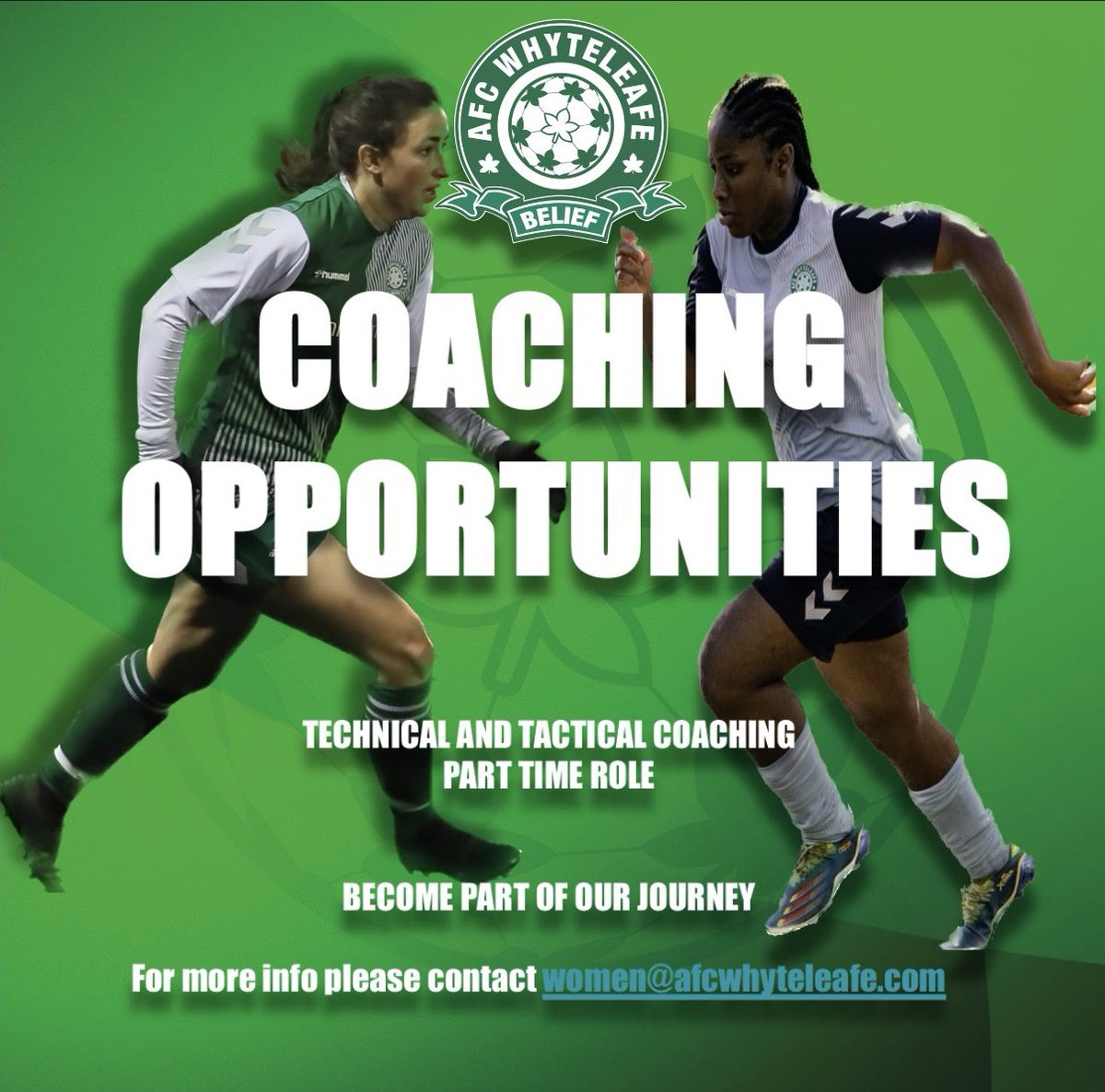 AFC Whyteleafe Women (@afcwhyteleafew) on Twitter photo ATTENTION COACHES!
Work with one of the best Womens management teams in the game. Want to progress your coaching journey?
We are always on the look out for talented coaches to add to our team.
If your interested DM us or send an email. <a href="/wssmagnews/">Women's Soccer Scene</a> <a href="/SoccerCoaching/">Women's Soccer Coaching</a> ATTENTION COACHES!
Work with one of the best Womens management teams in the game. Want to progress your coaching journey?
We are always on the look out for talented coaches to add to our team.
If your interested DM us or send an email. <a href="/wssmagnews/">Women's Soccer Scene</a> <a href="/SoccerCoaching/">Women's Soccer Coaching</a>