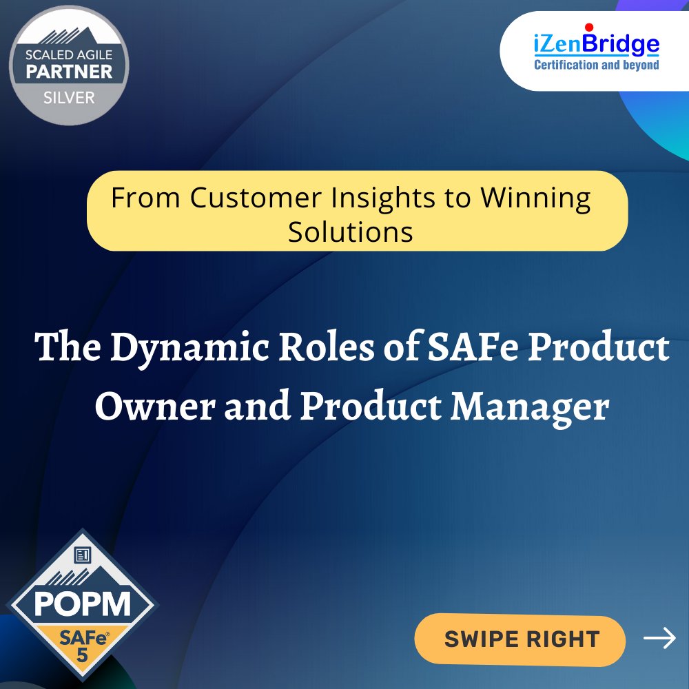iZenBridge's tweet photo. SAFe Product Owner and Product Manager
๐Checkout the Blog : https://t.co/63M11gi3ik
๐To know more about SAFeยฎ POPM Certification Training : -
https://t.co/y6hdhWcnde
๐ง Email us - sales@izenbridge.com
๐ฌ Whatsapp us on (+91-9958287711)
#izenbridge #popm #safepopm #productowner https://t.co/g7oZa6GUNZ