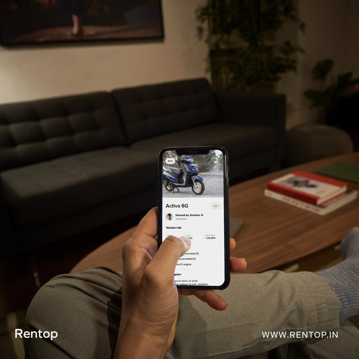 The convenience of hosting your vehicle with Rentop - all from the comfort of your seat, at your own time and discretion.                                   

Share your vehicles with riders safely. 

#Rentop #bengaluru #Mysuru #Hyderabad #Bikerental #Rentbike