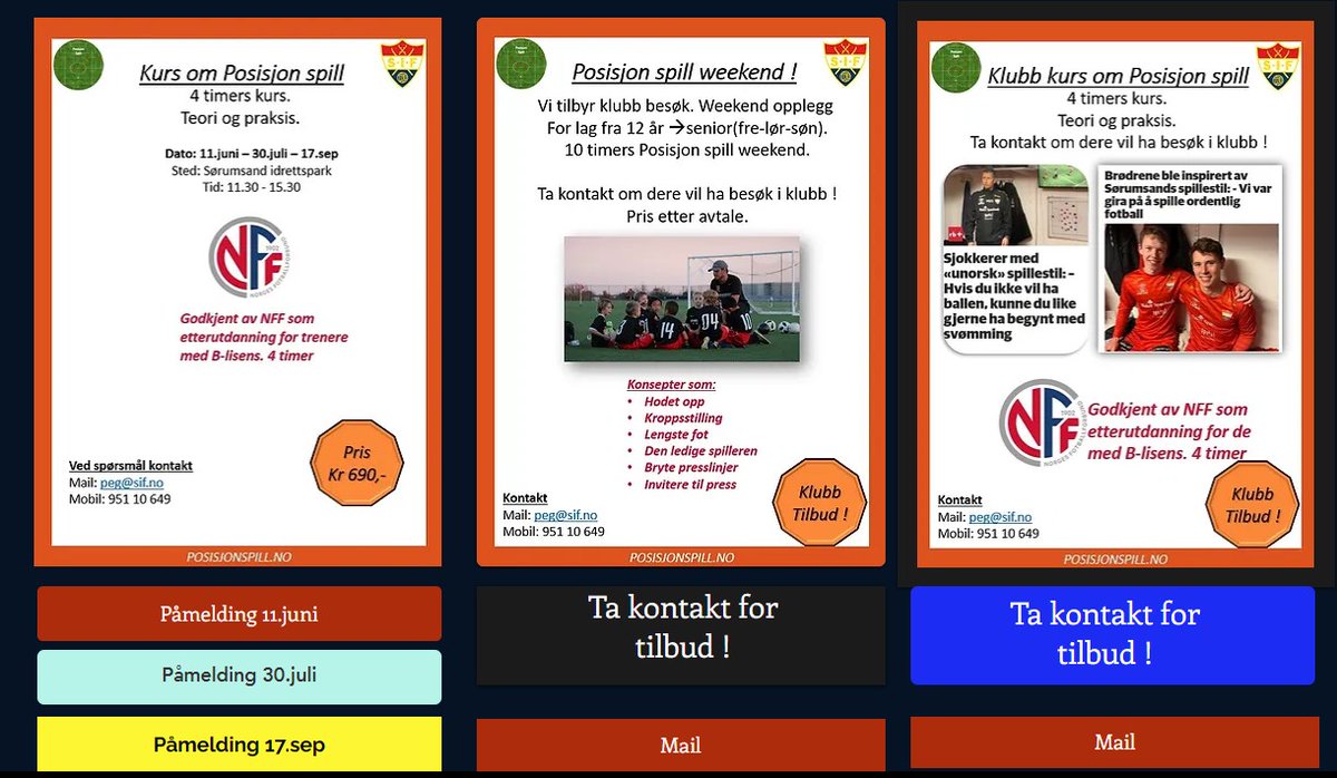 Flere muligheter for kurs nå. Informasjon ligger på oppdatert web side. 
posisjonspill.no