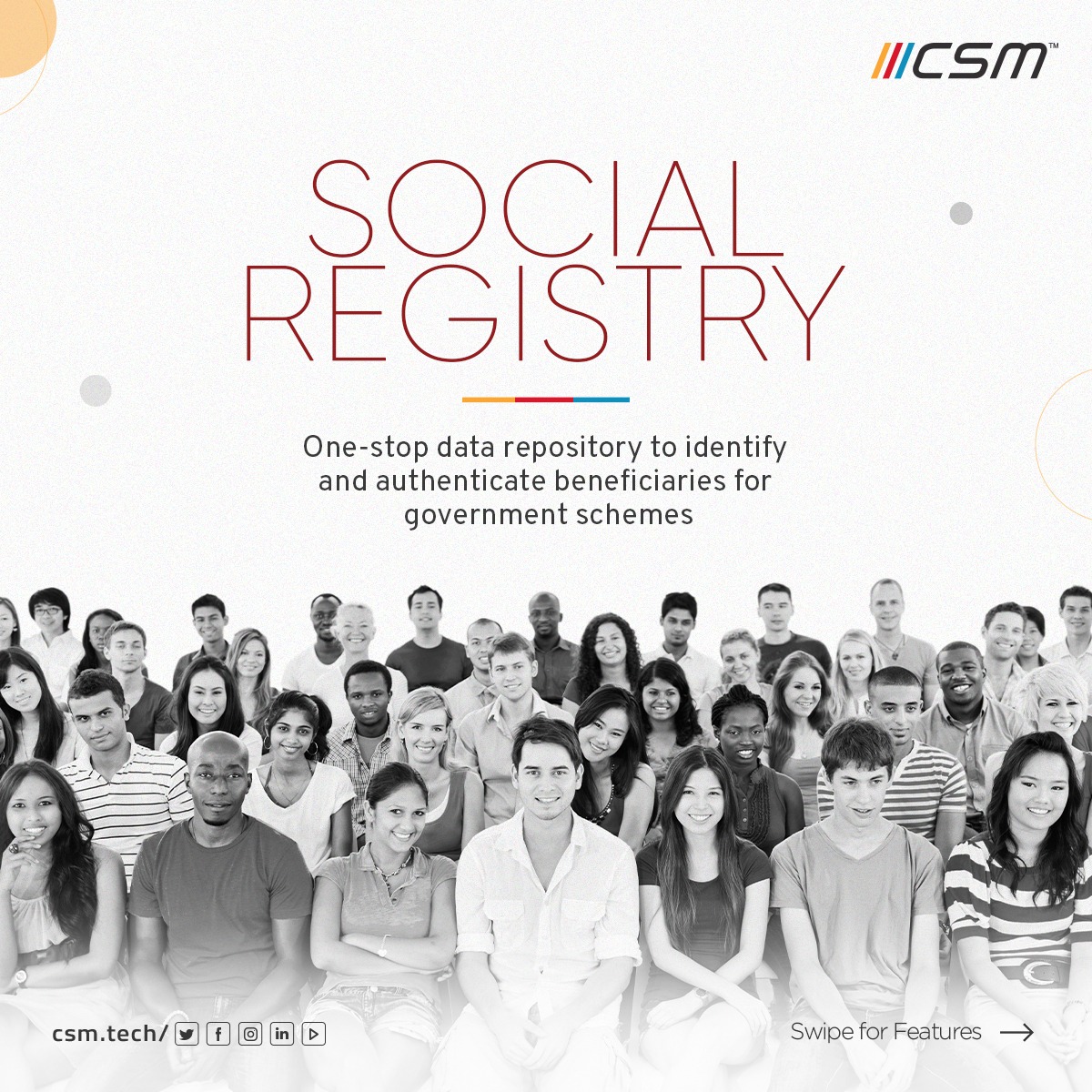 CSMTechnologies's tweet photo. A digital and integrated source of information can help governments identify and authenticate beneficiaries while adding to the future plans.
Know more about the digitized social registry platform here: https://t.co/RWSTJjUPW5
#CSMPlatforms #SocialRegistry #SocialProtection https://t.co/5G9g8u222y