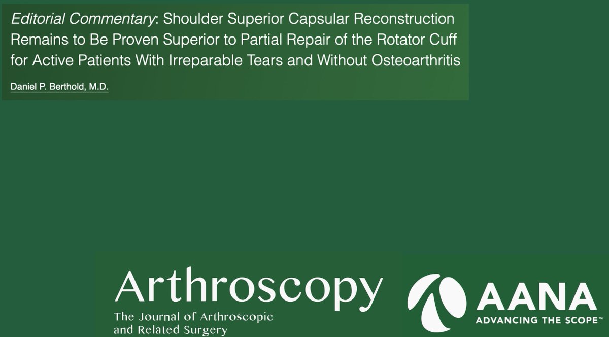 ArthroscopyJ's tweet photo. Commentary on #Superior #Capsular #Reconstruction #SCR compared to Partial #Rotator #Cuff #Repair...
https://t.co/Rk5tane7UY https://t.co/wPLrvV1wVn