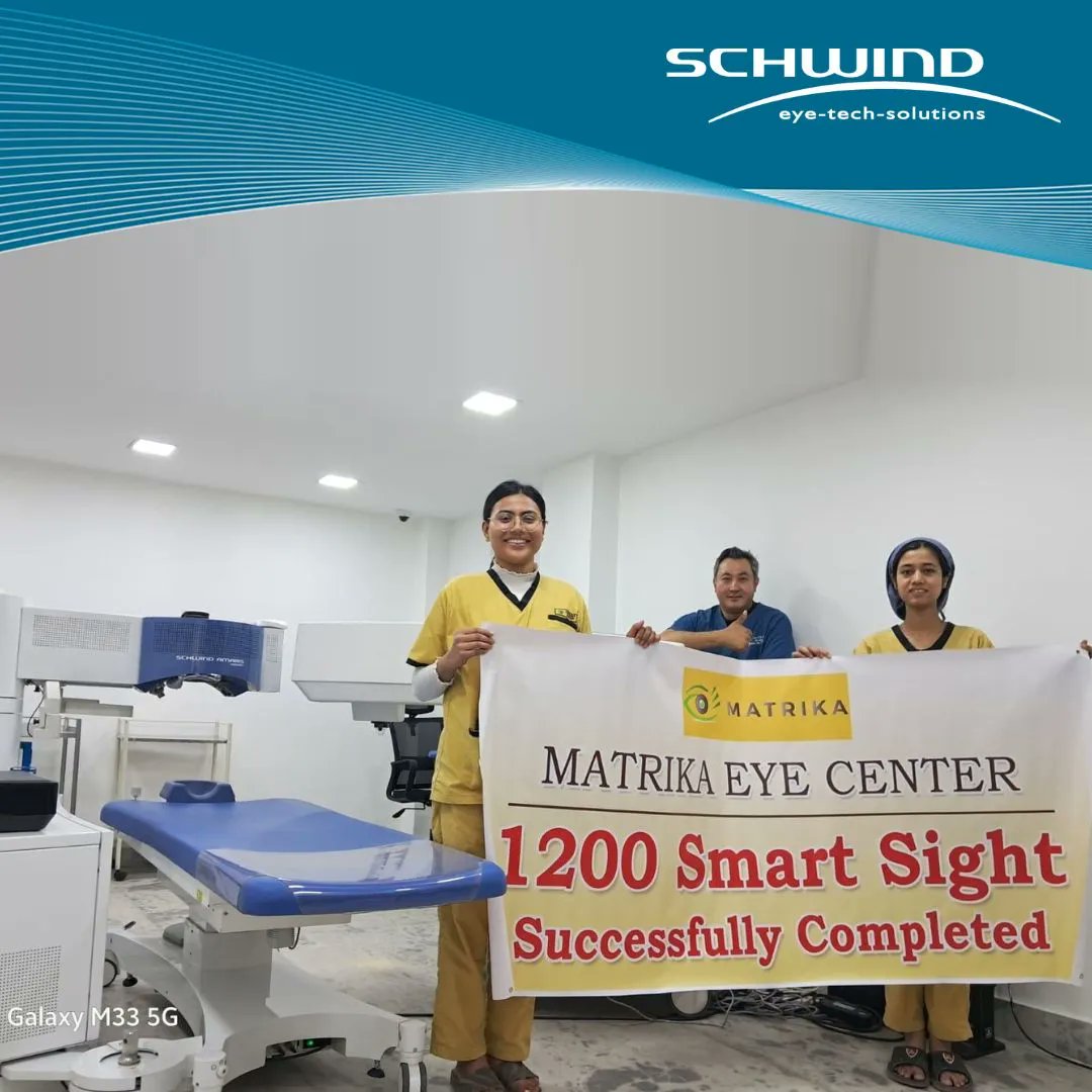 SCHWINDLaser's tweet photo. 1,200 SmartSight treatments at Matrika Eye Center
Kishore Pradhan, MD, Matrika Eye Center in Nepal has recently exceeded the magic limit of 1,200 SmartSight lenticular procedures performed with SCHWIND ATOS femtosecond laser.
@MatrikaEyeCenter
#schwind #schwindlasers https://t.co/XwnC0eiKqj