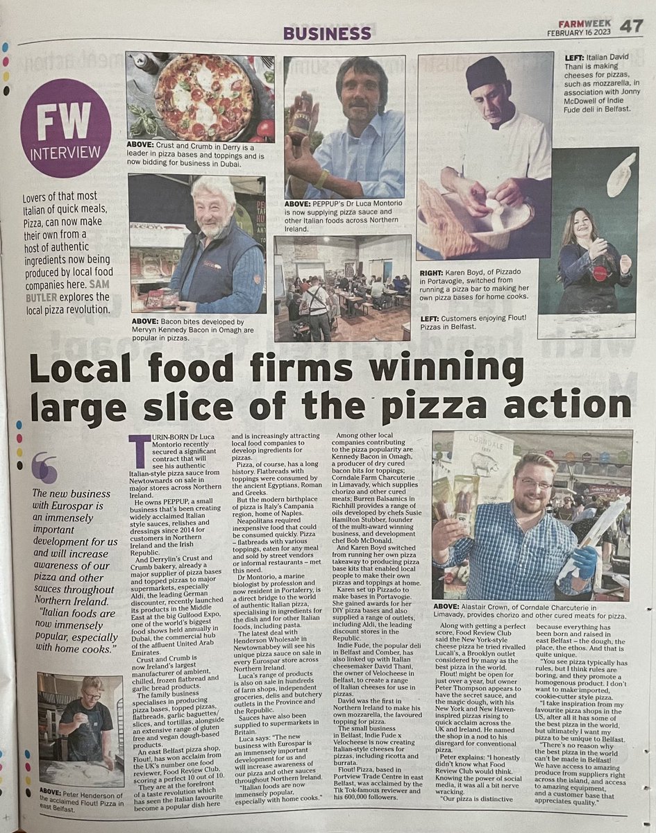 Local food companies part of global pizza revolution - see my piece in today’s ⁦@Farm_Week⁩ ⁦@PEPPUPsauce⁩ ⁦@Corndalefarm⁩ ⁦@KennedyBaconLtd⁩ ⁦@IndieFude⁩