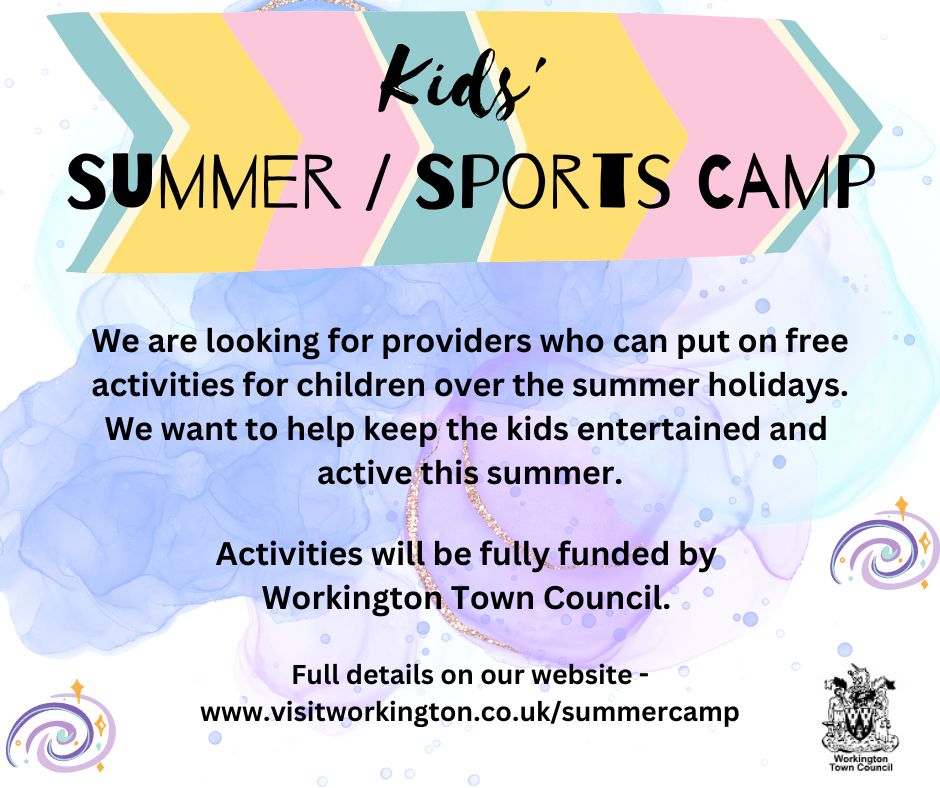 We are looking for providers who can put on free activities for children over the summer holidays.

Activities will be fully funded by Workington Town Council.

If you are interested, please just complete our online form - forms.gle/ooyvcyansPftfx…