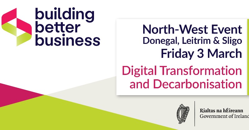 DeptEnterprise's tweet photo. The @DeptEnterprise is holding a series of events for businesses this year highlighting opportunities and challenges presented by digital transformation and decarbonisation. 

First event takes place in the North-West at @atu_ie on 3 March.

For info and to register 👇