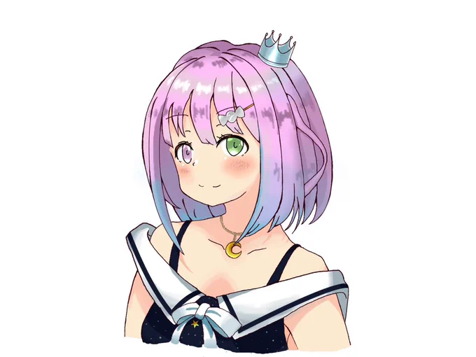 #見た絵師さん強制初投稿の絵と今の絵を比べるだいたい1年くらいです!初めてデジタルで描いたホロメンはルーナ姫でした 