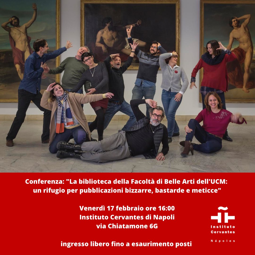 ICNapoles's tweet photo. Domani alle 16,una conferenza UNICA, nella nostra sede in via Chiatamone 6G‼️
La #Biblioteca della Facoltà di Belle Arti dell'UCM come una pista da ballo della ricerca artistica.
#impresionarte @ACEcultura @FoqusNapoli @InstCervantes @ConEspNapoles @EmbEspItalia @unicomplutense https://t.co/SXT2pzyK1f