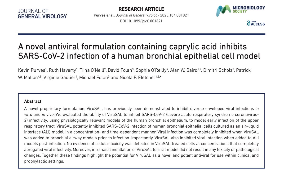 HepEHour's tweet photo. Capitalising on #CaprylicAcid to help #ViruSAL-ve the SARS-CoV-2 problem 🦠 An exciting novel antiviral with great potential for clinical and prophylactic use! Excellent team effort 👏🏽 @MicrobioSoc 

https://t.co/ksXVN0sOIn https://t.co/2kZc2vN2th