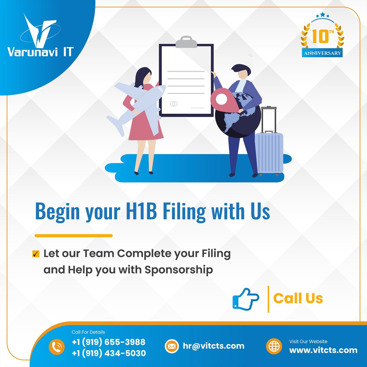 Our team will help you file H1B and provide you the sponsorship from our extensive network. Varunavi IT offers seamless immigration services.

Call Us Today

#H1B #H1BVisa #H1Bsponsorship #USA 
#vitcts 
#varunaviit
#varunaviitconsultants