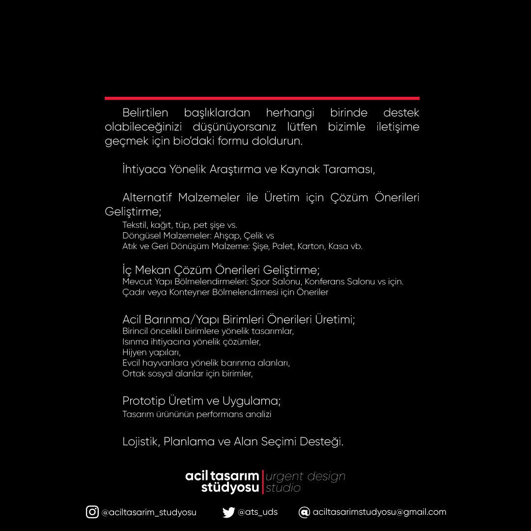 ats_uds's tweet photo. Açık çağrı! / Open call!
Belirtilen başlıklardan herhangi birinde destek olabileceğinizi düşünüyorsanız lütfen bizimle iletişime geçmek için bio’daki formu doldurun. / If you think you can support any of the following topics, please fill out the form in the bio to contact us. https://t.co/pRrWJ5lAwn