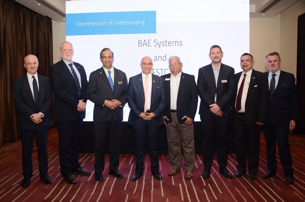 fstc_india's tweet photo. Partnership between #FSTC & #BAESystems was announced at the official Bandhan ceremony in #AeroIndia2023, showcasing indigenous development of the Twin Dome Hawk Simulator. Device will be set-up under build, operate, maintain & train (BOMT) model.
#Simulation #DefenceSolution https://t.co/zryFItJTZ3