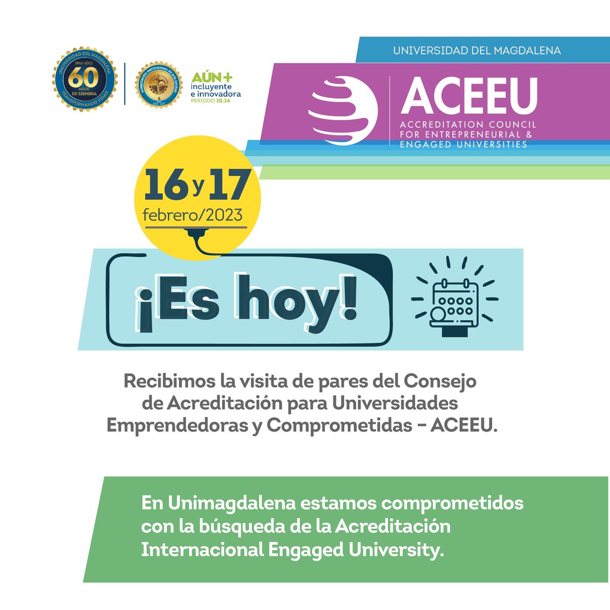 ¡Llegó el día! 🙌 🗓️
Hoy inicia en nuestro campus, la visita de los pares del Consejo de Acreditación Internacional <a href="/ACEEU_org/">ACEEU</a>, quienes evaluarán el #Compromiso institucional con el desarrollo del territorio ✅.
¡Por la Acreditación ‘Engaged University’🌐!
#UMComprometida