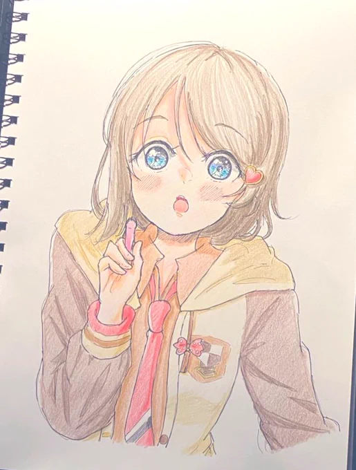 初投稿の絵がどこかいったので初期に描いてた穂乃果ちゃんと比べてみた #見た絵師さん強制初投稿の絵と今の絵を比べる 