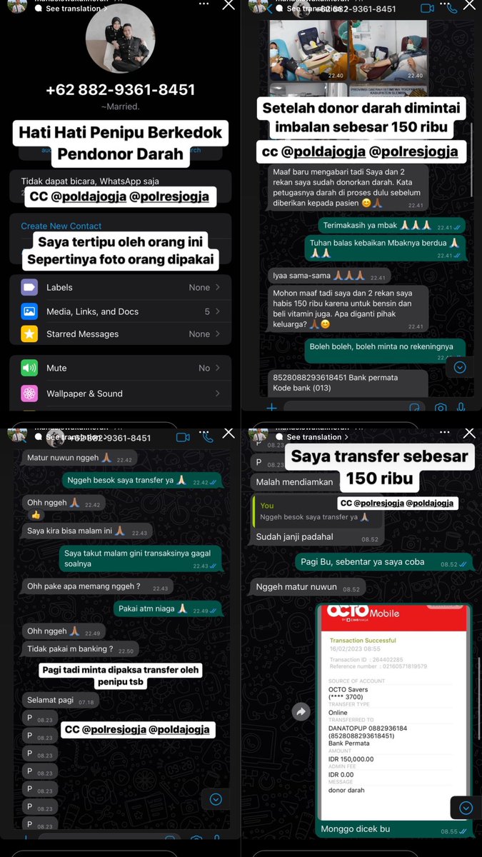 javafoodie_'s tweet photo. Gila sih orang susah2 cari donor darah buat ibunya, masih ada aja yang tega nipu.
Tolong temen2 kalau misal lokasimu di Jogja, dan gol darahmu B+ bs bantu temen saya, Jimmy 0812-3424-2318 . Butuh banget 🙏🏻 
Ini buat temen2 jg hati2 ya. Pokokny ga ada ditarik biaya kl donor darah https://t.co/tCdjMKivik