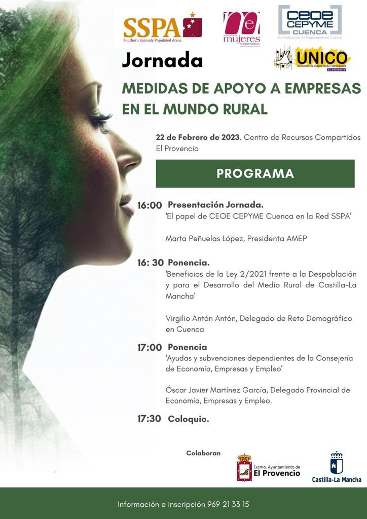 Ven el próximo miércoles día 22 de febrero en El Provencio a la Jornada Informativa sobre Medidas de Apoyo a Empresas en el Mundo Rural. #amep #AMEPCuenca <a href="/ceoecuenca/">CEOE CEPYME CUENCA</a>