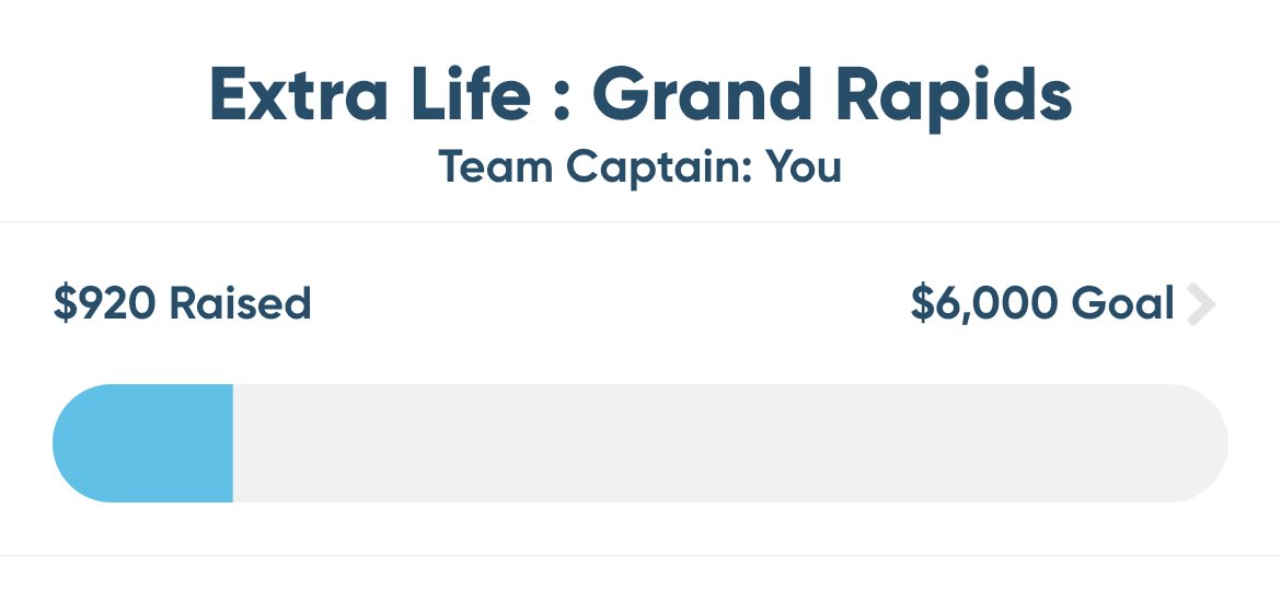 Dadizard's tweet photo. This year is going well so far!  #goteam #grteam ⁦@ExtraLife4Kids⁩ #kidscantwait ⁦@CMNHospitals⁩ ❤️🙌💙 https://t.co/GTKaw8nqcY
