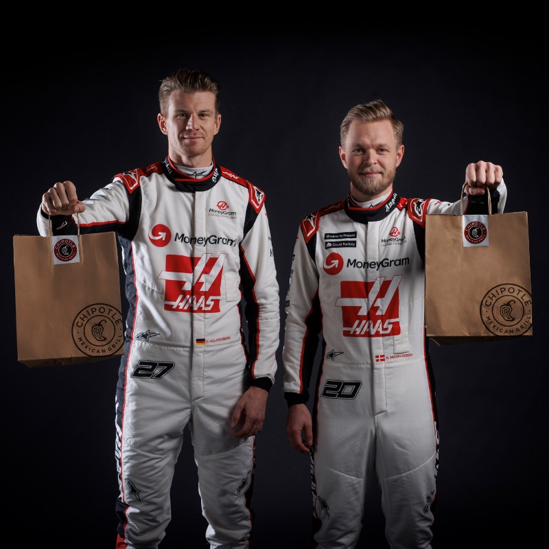HaasF1Team's tweet photo. We're pleased to announce our new partnership with @ChipotleTweets ahead of the 2023 season! 🌶️

#HaasF1