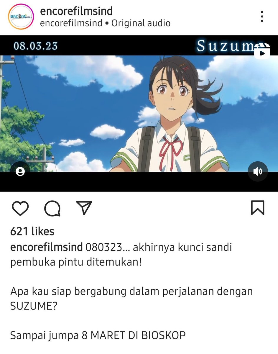WatchmenID's tweet photo. Suzume no Tojimari
8 Maret di Indonesia! https://t.co/Esfad1zXES