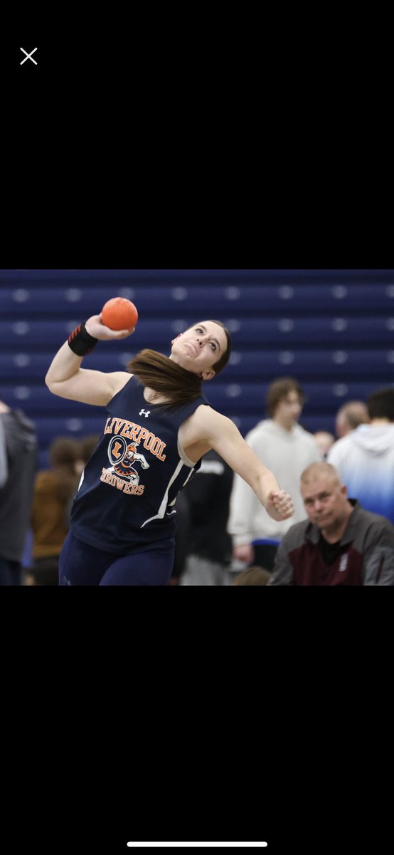 LiverpoolTrack's tweet photo. Allie Cary qualified for the State Meet last night in the Weight Throw and Shot Put. Allie looks to throw herself into podium contention on March 4th! @LCSDAthletics @syracusedotcom @MileSplitNY https://t.co/SCYPXoFl1Z