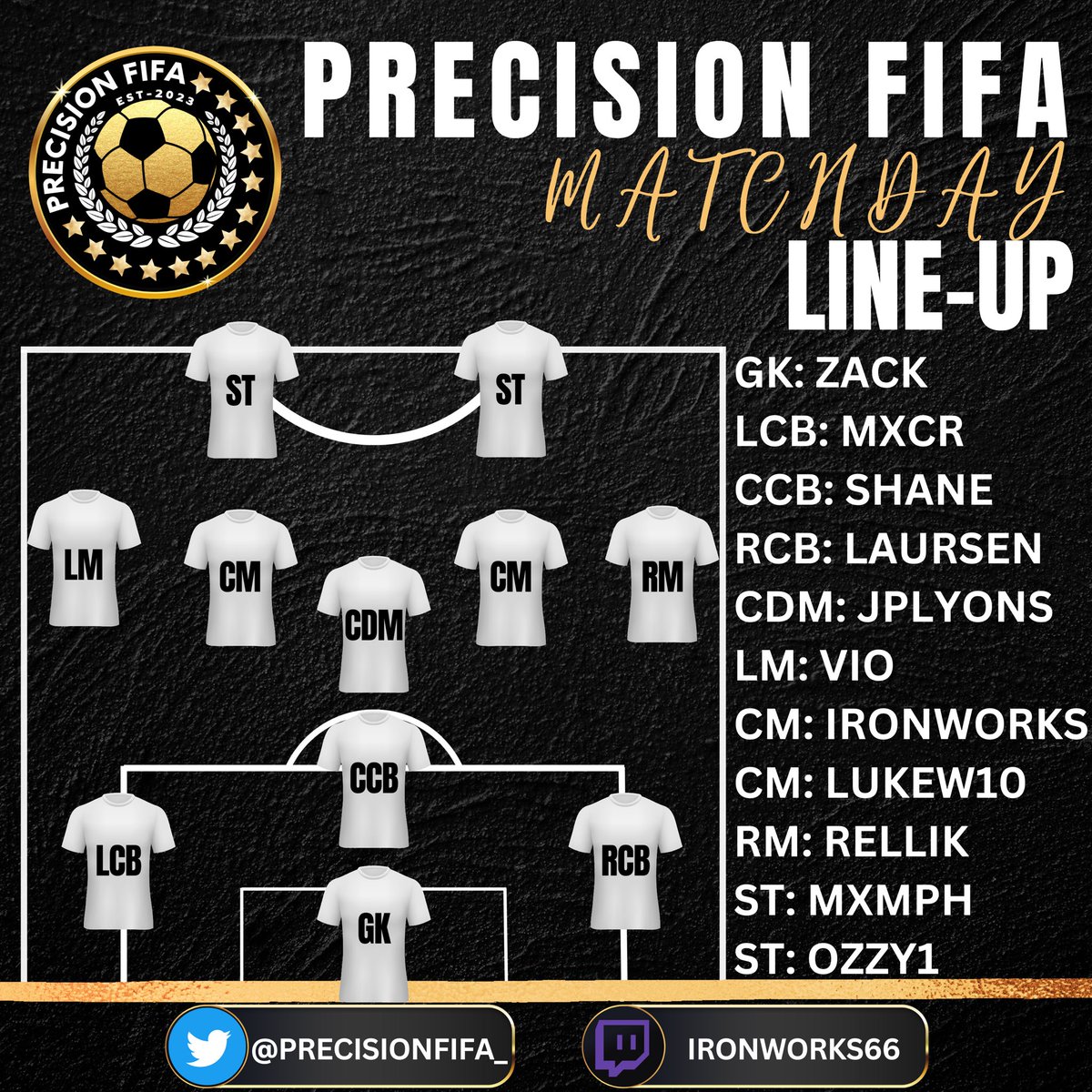PrecisionFIFA line up 

First night in <a href="/BRFCHub/">BRFC Hub</a> LNL 

Good luck to all 💙