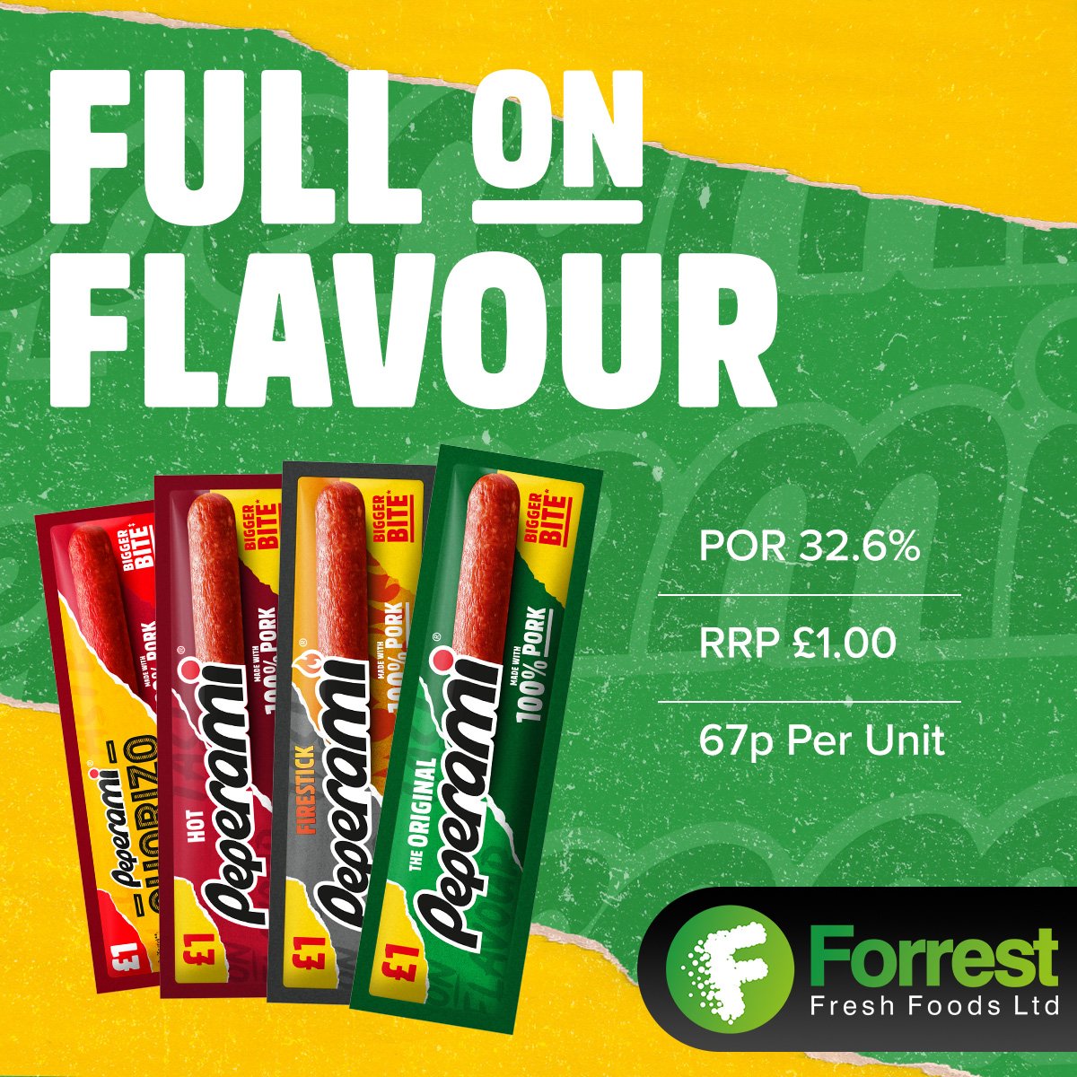 📈🛍️Boost Your Profits with Peperami! Stock Up Now 

As a trusted wholesaler, we're proud to offer Peperami at a competitive unit price of just 67p, with an impressive profit-on-return (POR) of 32.6%. 🔥

Place your order today👇
0330 002 1001

#wholesale #bulksale #peperami #POR