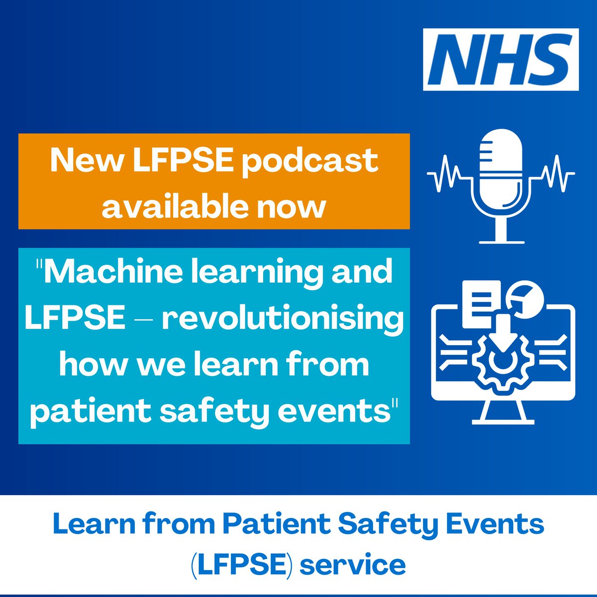 Our latest podcast explains how machine learning will revolutionise safety learning, as part of the introduction of the new Learn from Patient Safety Events #LFPSE service.

Listen here : soundcloud.com/nhsengland/mac…