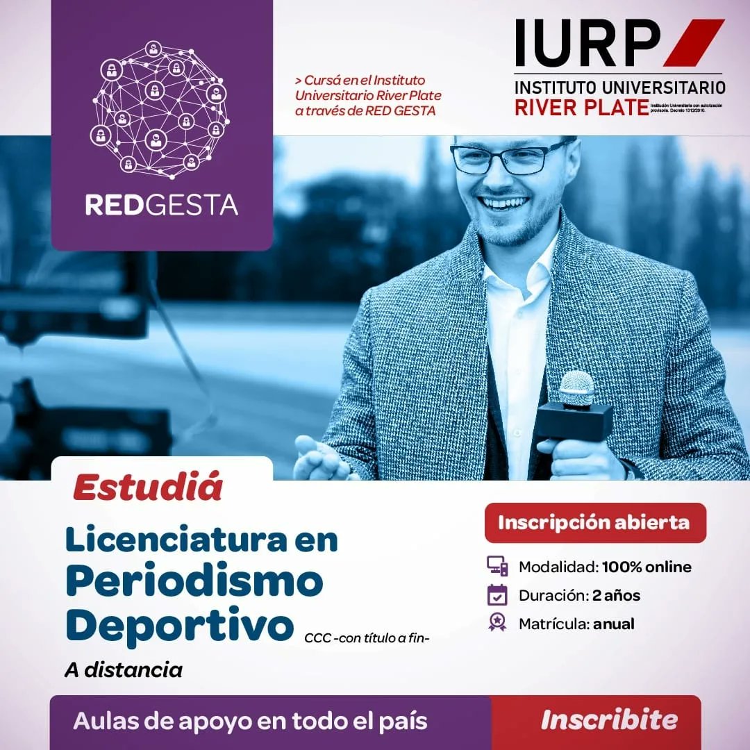 JUReynoso's tweet photo. MÁS EDUCACIÓN UNIVERSITARIA PARA RIVADAVIA 

Seremos una de las tres sedes a nivel nacional, del  INSTITUTO UNIVERSITARIO  RIVER PLATE,  dónde se dictará la Carrera de PROFESOR UNIVERSITARIO EN EDUCACIÓN FÍSICA, con modalidad semi presencial. https://t.co/OpXRvVWIci
