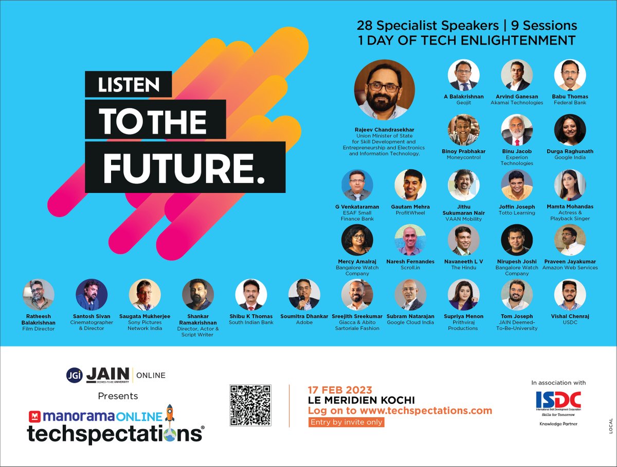 RejithSL's tweet image. TECHSPECTATIONS 2023
Exploring Endless Horizons of Tech &amp;amp; Immense Potential Of Disruptions
February 17, 2023 at Hotel Le Meridien, Kochi
#TECHSPECTATIONS2023