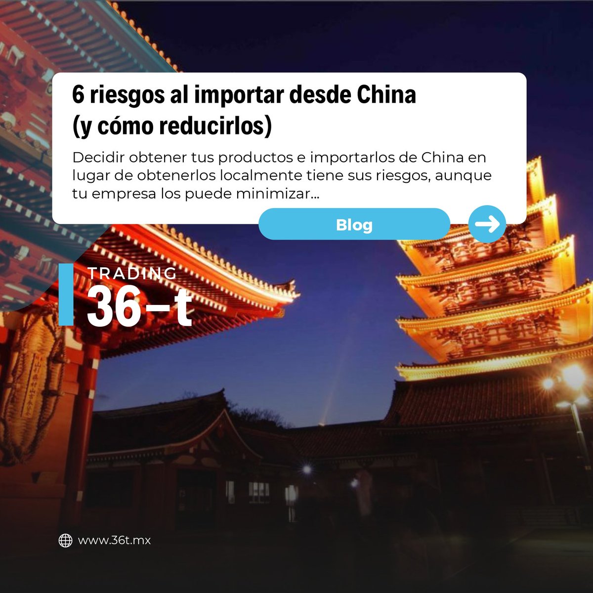 36t_group's tweet photo. 🇨🇳🚢 6 riesgos al importar desde China (y cómo reducirlos)
.
.
▶️ ¡Te invitamos cordialmente a que puedas acceder a este #ContenidoEspecializado completo entrando a nuestro #Blog36t!
.
https://t.co/L2D4OGcx1y https://t.co/Sbd6Sitmr5
