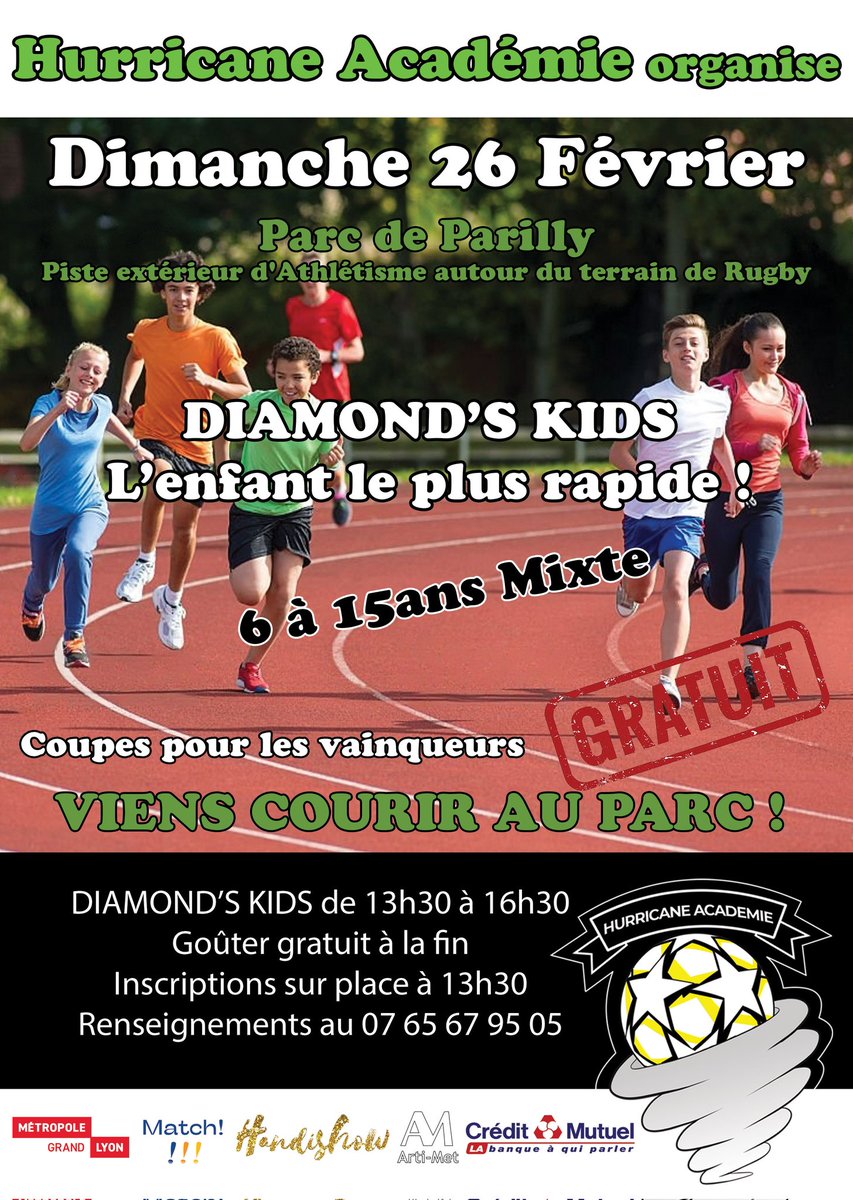 hurricaneaca's tweet photo. 👫 DIAMOND’S KIDS : L’enfant le plus rapide ! 🏃🏃‍♀️

VIENS COURIR AU PARC !🌲

Dimanche 26 Février 2023 de 13h30 à 16h30

Parc de Parilly

6 à 15ans Mixte

Inscriptions sur place à 13h30

🧃 Goûter gratuit à la fin ! 🍪

Renseignements au 07 65 67 95 05 https://t.co/l21jmE6Su0