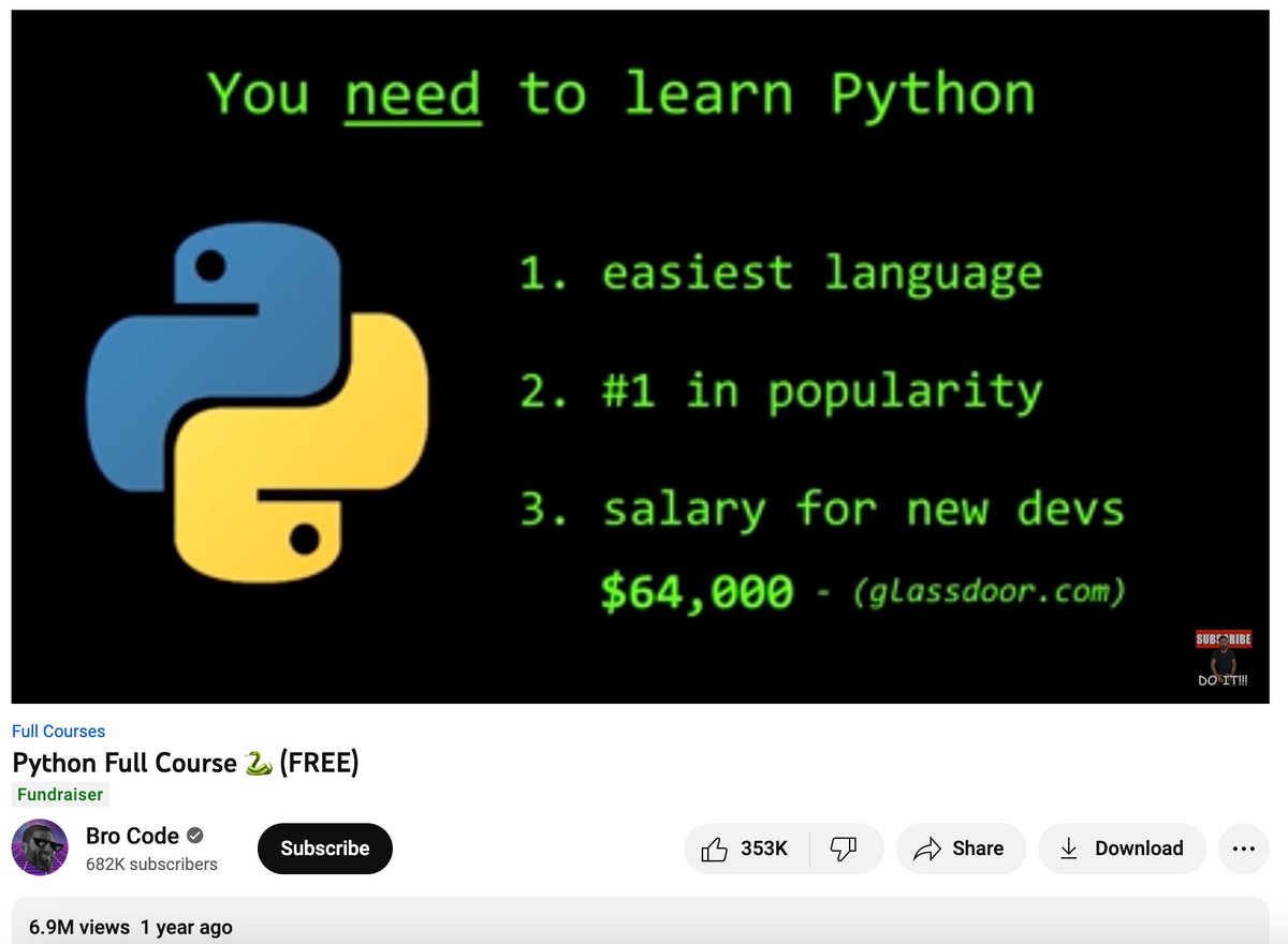 YouTube videos that will make you an expert in Python: - Thread from ...
