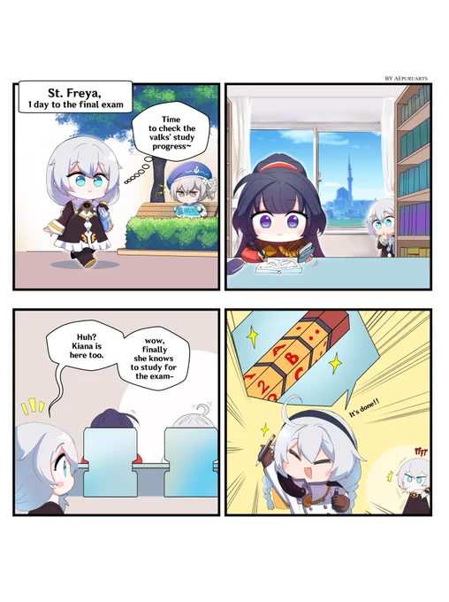 Dear Captain, the Anniversary Express you're taking is calling at St. Freya.
Better leave Valkyries to focus on their preparations on the day before the exam!
Kudos to Captain @squishysuraime  for the amazing fanwork!
#HonkaiImpact3rd #GLB5thanniversary #MeOnHonkaiAnni 