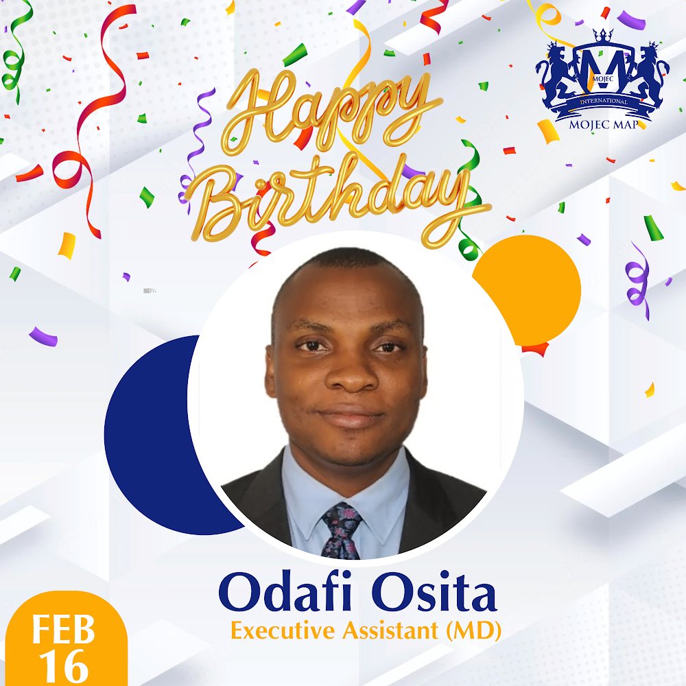 MojecIntlLtd's tweet photo. On behalf of the entire team, we wish Osita Odafi a very happy birthday and all the best for the year ahead. Celebrate this special day with your loved ones and take some time to enjoy the little things that make you happy.
#birthday #mojec https://t.co/pV2jt3GIos